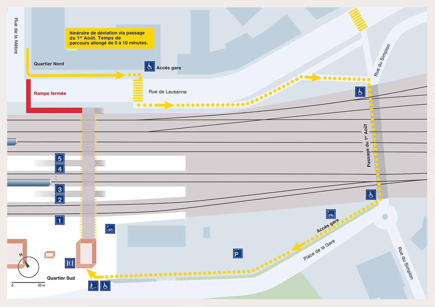 Plan gare rampe fermee aout 2020